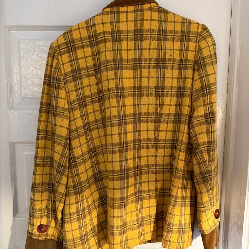Givenchy Mustard Plaid Blazer with Chocolate Accents - Picture 2 of 4